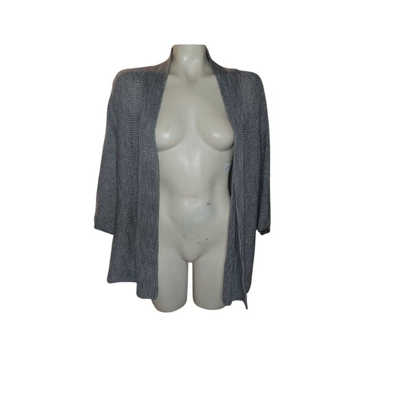 Eileen‎ Fisher Womens Open Front Cardigan Sweater XL Gray Knitted Lightweight - Picture 3 of 7
